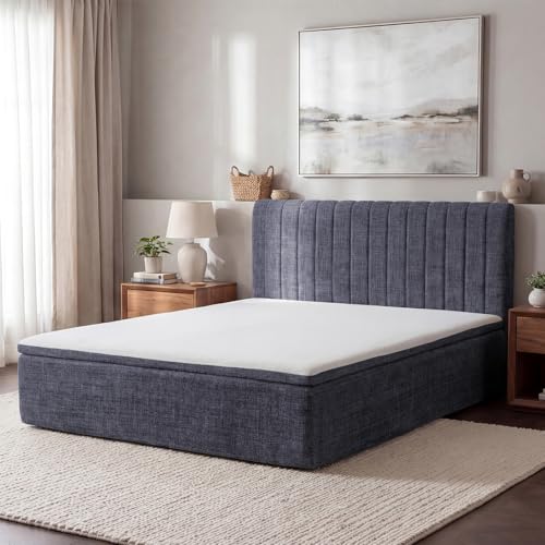 Full Compression Bed Boneless Bed Frame with Mattress and Headboard - color: Blue, size: Full
