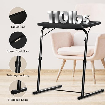 Bblife XL Adjustable Folding TV Tray Table, Larger TV Dinner HDPE Plastic Tray, for Laptop, Eating, Drawing, Snacks, etc, Black-Pro - size: XL-Pro