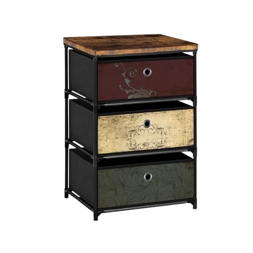 VASICAR Nightstand with 3 Drawers, Clothes Storage Organizer, Small Fabric Dresser for Bedroom, Closet, Entryway, Hallway, Nursery, Dorm - size: 12.6"D x 16.5"W x 25.2"H (3 Drawers)
