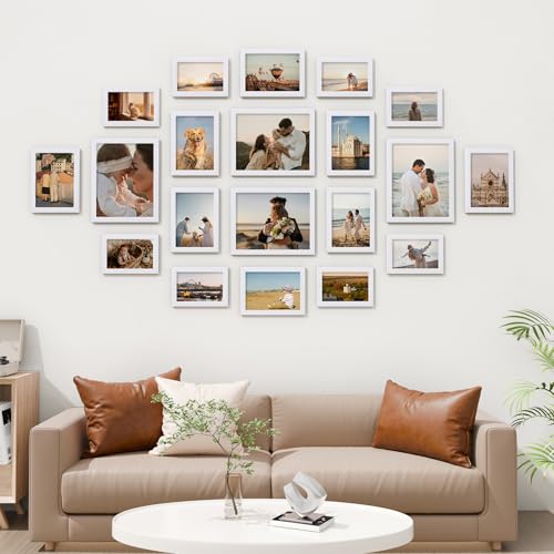 Vittanly 20 Pack Picture Frames Collage Wall Decor, White | Gallery Wall Frame Set for Wall or Tabletop Display, Multi Sizes Picture Frame Set: 4pcs 8x10, 8pcs 5x7, 8pcs 4x6, MDF Wood - color: White