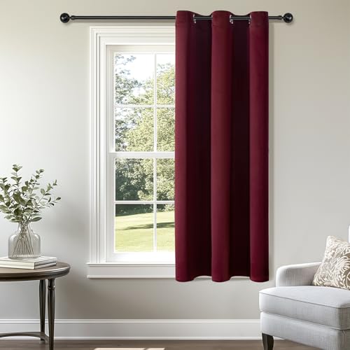 ChrisDowa Small Window Curtains 40 Inches Long for Bedroom Door Curtain | 29W x 40L, Burgundy Red Room Darkening Drapes, Doorway Curtain for Living Room/Kitchen/Closet, Thermal Insulated, 1 Panel - color: Burgundy Red, size: 29"W x 40"L (Pack of 1)