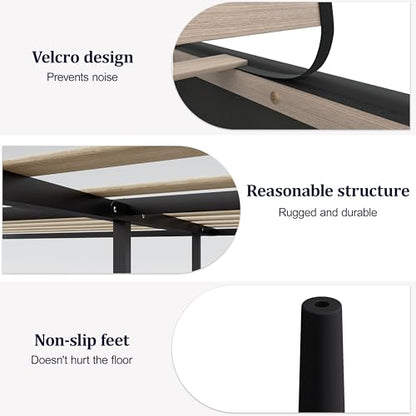 Queen Size Upholstered Bed Frame Frame with Headboard，Velvet Black | Geometric Head Board Platform Bed, Sturdy Wooden Slats, Noiseless No Box Spring Required, Easy to Assemble - color: Black, size: Queen