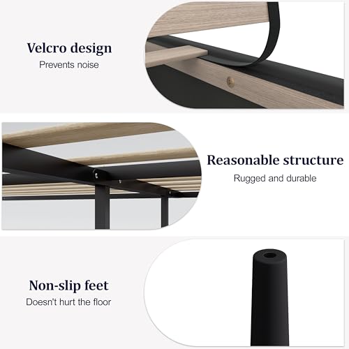 Full Size Upholstered Bed Frame Frame with Headboard，Velvet Black | Geometric Head Board Platform Bed, Sturdy Wooden Slats, Noiseless No Box Spring Required, Easy to Assemble - color: Black, size: Full