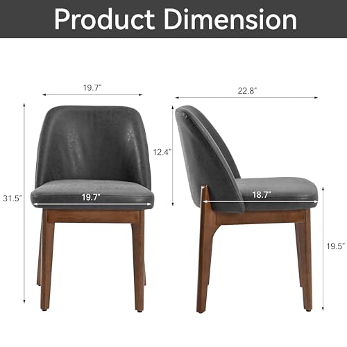 VKNOW Dining Chairs Set of 4, Faux Leather Wooden Kitchen Chairs, Black | Modern Upholstered Side Chair with Rubberwood Legs for Kitchen Dining Room Restaurant, No Wobble - color: Black, size: Set of 4