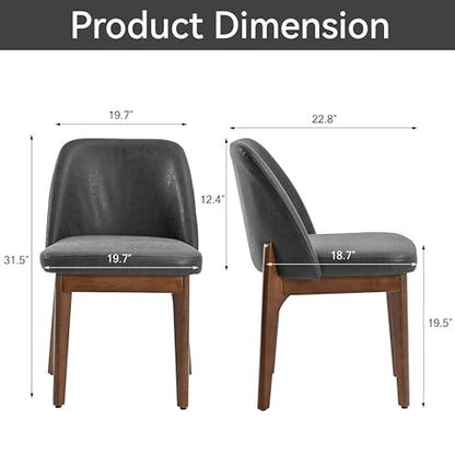 VKNOW Dining Chairs Set of 4, Faux Leather Wooden Kitchen Chairs, Black | Modern Upholstered Side Chair with Rubberwood Legs for Kitchen Dining Room Restaurant, No Wobble - color: Black, size: Set of 4