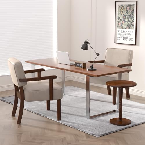 PU Leather Accent Chairs Set of 2, 2 Armchairs with Side Table | Living Room Chairs with Soft Thicken Cushion,Comfy Reading Chair for Bedroom,Waiting Room,Home Office,Easy Assembly,Beige - color: Faux Leather Beige, size: Set of 2 with table