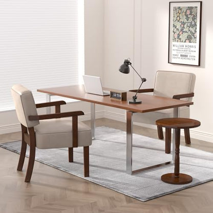 PU Leather Accent Chairs Set of 2, 2 Armchairs with Side Table | Living Room Chairs with Soft Thicken Cushion,Comfy Reading Chair for Bedroom,Waiting Room,Home Office,Easy Assembly,Beige - color: Faux Leather Beige, size: Set of 2 with table