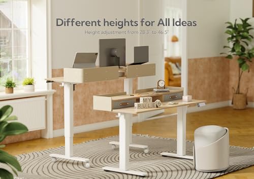 Claiks Standing Desk with Drawers, Adjustable Stand Up Electric Small Standing Desk Adjustable Height with Storage Shelf and Splice Board, 40 Inch, Natural - color: Nature, size: 39.4×23.6