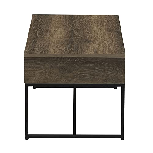 Household Essentials Ashwood Grain Coffee Table with Black Iron Base - color: Ashwood, style: Coffee Table