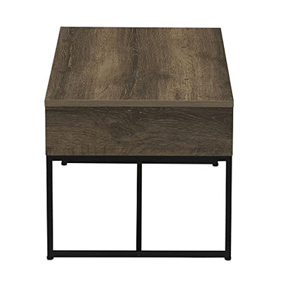 Household Essentials Ashwood Grain Coffee Table with Black Iron Base - color: Ashwood, style: Coffee Table