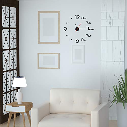 Fowecelt 10-20 Inch DIY Wall Clock 3D Frameless Silent Non Ticking, Black Round Battery Operated Modern Wall Clocks for Living Room Bedroom Office Home and Kitchen (Pack of 2) - size: Small (10-20 Inch) (Pack of 2)