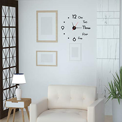 Fowecelt 10-20 Inch DIY Wall Clock 3D Frameless Silent Non Ticking, Black Round Battery Operated Modern Wall Clocks for Living Room Bedroom Office Home and Kitchen (Pack of 2) - size: Small (10-20 Inch) (Pack of 2)