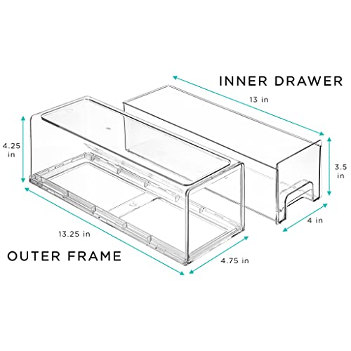 Sorbus Small Wide Clear Storage Drawers (4 Pack) – Stackable Pull-Out Storage Bins for Fridge, Pantry, and Cabinet Organization – Acrylic Drawer Organizers - size: 4 Pack
