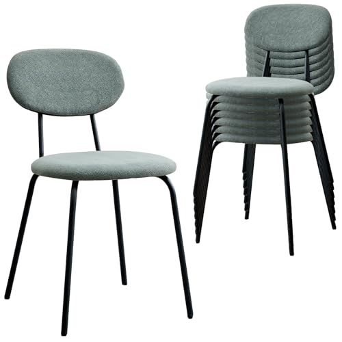 Stackable Guest Chairs Set of 8, Upholstered Waiting Room Chairs with Metal Legs for Reception, Breakroom, School, Meeting, Office - color: Green, size: Set of 8
