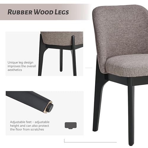 VKNOW Upholstered Wood Dining Chairs Set of 6 with Modern Fabric, Brown | Modern Dining Room Chairs with Wood Legs and Padded Seats, Kitchen Chairs for Restaurant, Living Room, No Wobble - color: Brown-black Leg, size: 6 PCS