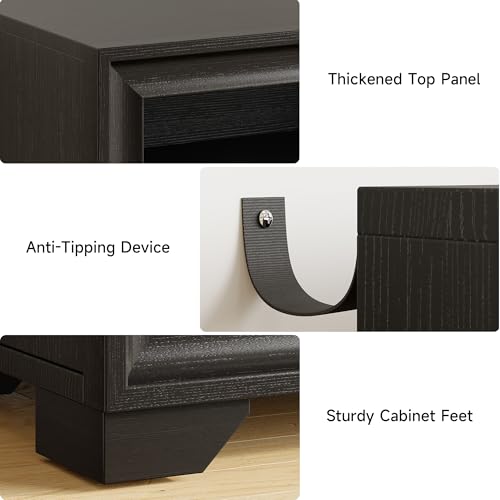 60 Inches Sideboard Buffet Cabinet with Storage and 4 Doors, Black | Large Sideboard Kitchen Cabinet with Open Shelf & Adjustable Shelf, Kitchen Coffee Bar Console Table for Living Room, Hallway - color: Black
