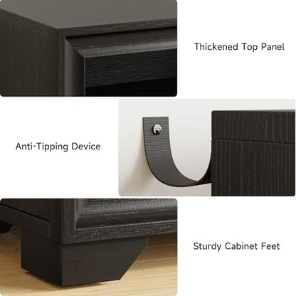 60 Inches Sideboard Buffet Cabinet with Storage and 4 Doors, Black | Large Sideboard Kitchen Cabinet with Open Shelf & Adjustable Shelf, Kitchen Coffee Bar Console Table for Living Room, Hallway - color: Black