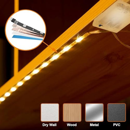Battery Powered LED Strip Lights 20 inch x 4 Pack, Wireless LED Strip Lights for Bedroom Color Changing APP Remote, Led Lights for TV, Kitchen Under Cabinet Lighting, Shelves, Under Counter, Closet - color: RGB 4Pack