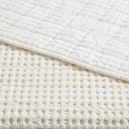 Levtex Home Mills Waffle Twin Bedspread Set (84x104in) with 1 Pillow Sham (26x20in) - Cream - Cotton Waffle Twin Size Bedspread Set - Lightweight, Soft, Pre-Washed - color: Cream, size: Twin Bedspread