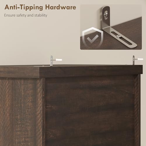 HOMCOM 71" Tall Kitchen Pantry Storage Cabinet Barn Doors Drawer Brown | Farmhouse, Adjustable Shelves, Freestanding Food Pantry Cabinet, for Kitchen, Dining Room - color: Brown