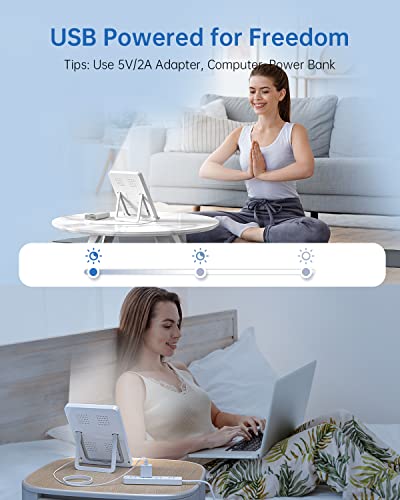 SUXIO Light Therapy Lamp - 10000 Lux Therapy Lights Lamp, 3 Timer & Mode Sunlight Lamp, Memory Function Daylight Lamp, Portable Light Box Therapy Use As Lift Mood, Happy Lamp for Home/Office/Travel - size: DC 5V-2A