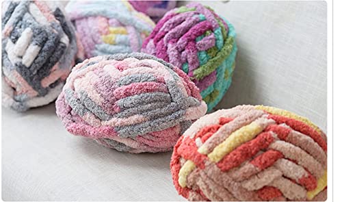 Chunky Knit Chenille Yarn for Hand Knitting Blankets, Super Soft Big Jumbo Blanket Yarn (Mixed Coffee) - color: Mixed Coffee