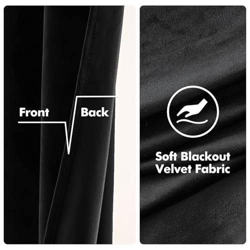 MIULEE Velvet Curtains Halloween Black 52 x 108 Inch Length Set of 2 | Extra Long Grommet Drapes, Soundproof Thermal Insulated, Room Darkening, Classical Blackout Curtains for Living Room Bedroom - color: Black, size: 52"W x 108"L (Pack of 2)