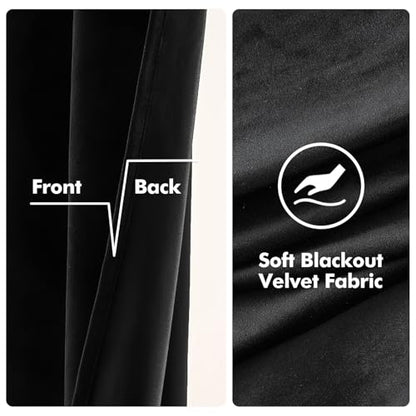 MIULEE Velvet Curtains Halloween Black 52 x 108 Inch Length Set of 2 | Extra Long Grommet Drapes, Soundproof Thermal Insulated, Room Darkening, Classical Blackout Curtains for Living Room Bedroom - color: Black, size: 52"W x 108"L (Pack of 2)