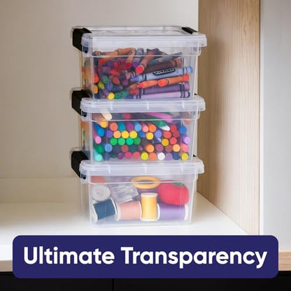 Superio Mini Storage Container Plastic Crayon Box Art Supplies and Sewing Case Stackable Clear Small Organizer for Beads, Stationery, Chalk, and Food, 1.4 Quart, 8 Pack - size: 1.4 Quarts, style: 8 Pack