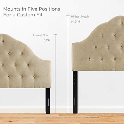 Modway Sovereign Tufted Button Linen Fabric Upholstered Full Headboard in Beige - color: Beige, size: Full
