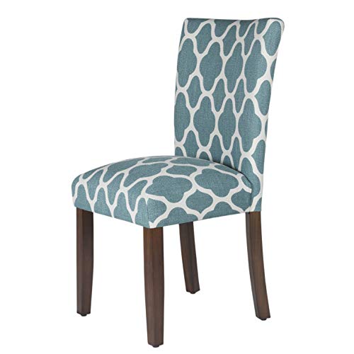 HomePop Parsons Classic Upholstered Accent Dining Chair, Set of 2, Teal and Cream Geometric - color: Teal and Cream, style: Pack of 2