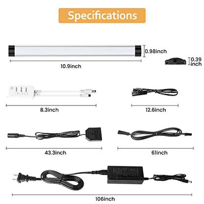Under Cabinet Lights Kit, LED Smart Dimmable Strip Lighting Fixtures, 24V Plug in Linkable Bar LED Counter Lights for Pantry, Kitchen, Shelf, Bookcases, Showcase (10 PCS, Cold White) - color: Cold White