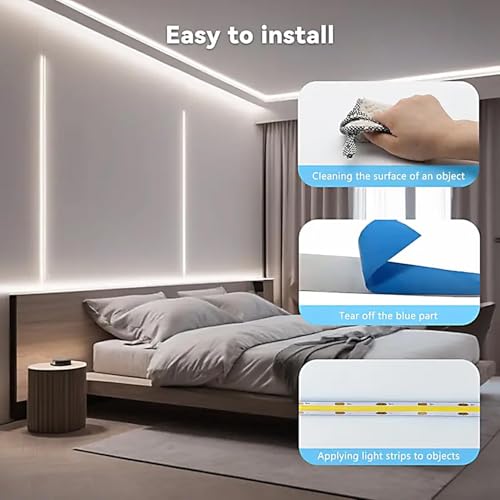 ZSLAIFU A 5V USB LED Light Strip, COB LED Strip Lights, White 5V LED Lights, Small LED Strip Light, TV Lights for TV Under Cabinet Kitchen Living Room Shelving or Displays (White, 3.28FT x2) - color: White, size: 3.28FT x2