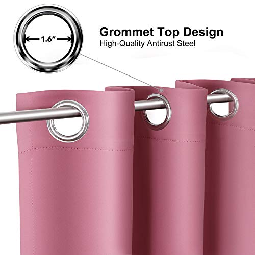 ChrisDowa Room Darkening Curtains for Bedroom and Living Room 40 Inch Long | 2 Panels Set, Thermal Insulated, Noise Reducing, Grommet, Blackout, Window Treatment Drapes, Pink, 29 x 40 Inch - color: Pink, size: 29"W x 40"L (Pack of 2)