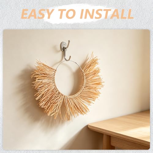 Boho Fan Seagrass Wall Hanging Decor, Rattan Wicker Basket Art, Chic Ornament for Bedroom, Living Room and Farmhouse Home 17.72x12.60x0.39in