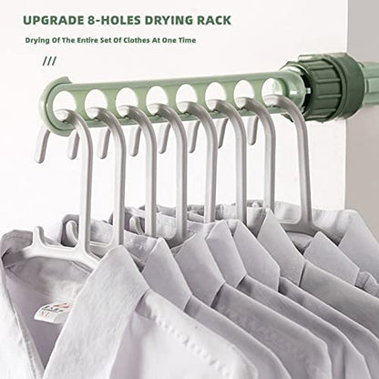 Chchmu Clothes Drying Rack 2 Packs Portable Travel Hanger for Hotel Home Rotary Clip-on Hanger Holder Wall Mounted Clothes Bar for Bathroom Bedroom Laundry Room Balcony, Green & Blue - color: Green & Blue