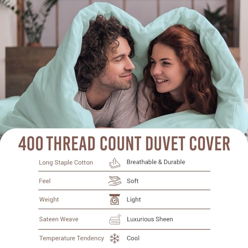 Pizuna 100% Cotton Full Duvet Cover Set 400 Thread Count Baby Blue | Long Staple Combed Cotton Sateen Weave 3 Piece Luxurious Cool Full Comforter Cover with Hidden Button Closure - color: 11 Baby Blue, size: Full