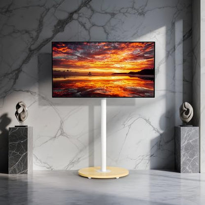 unho White Rolling tv Stands for Living Room Swivel tv Stand on Wheels | for 40-75 Inch LCD LED OLED TVs, Height Adjustable&Wood Basecorner tv Stand,Portable Mobile TV Cart Holds up to 110Lbs - size: WT 1-pole 40-75 inches