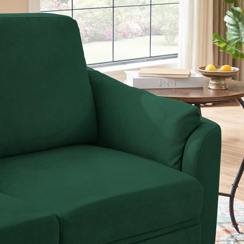 59" Loveseat Sofa, Mid Century Modern Love Seat with Back Cushions, 2-Seat Small Sofa Couch for Living Room Bedroom Small Spaces, Green - color: Green, size: Loveseat Sofa