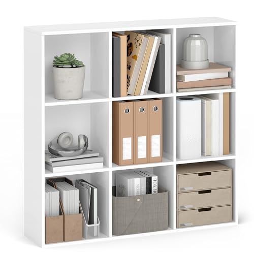 VASAGLE Bookcase Cube Shelf with 9 Compartments, 9.4 x 38.6 x 38.6 Inches | Bookshelf storage shelf, Cloud White, CUSTOS Collection, ULBC477W01 - color: Cloud White, size: 9 Cubes (9.4"D x 38.6"H), style: 1 Pack
