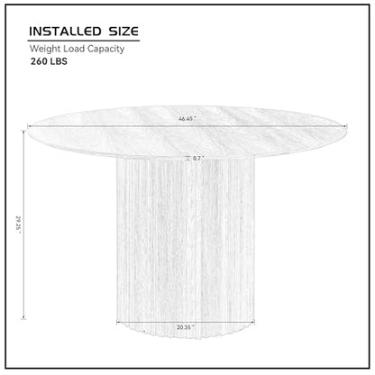 Round Pedestal Dining Table for 4-6, Mid-Century Modern Circular Fluted Drum Kitchen Table MDF Finish Tabletop for Dining Room Apartment, φ46.45'' x 29.25''H - Black - color: 46.45 Inches Black