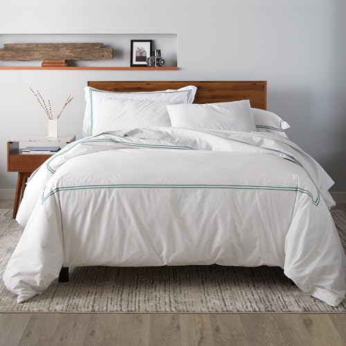 Ella Jayne Twin Duvet Cover 100% Cotton Percale Soft Dark Green 2 Pcs | Duvet Cover Twin | Soft Cotton Percale | 68 x 90 Inch Cover | Includes 1 Matching Pillow Sham | Dark Green Design - color: Dark Green, size: Twin/Twin XL