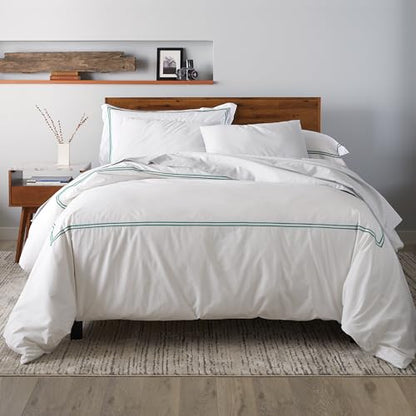 Ella Jayne Twin Duvet Cover 100% Cotton Percale Soft Dark Green 2 Pcs | Duvet Cover Twin | Soft Cotton Percale | 68 x 90 Inch Cover | Includes 1 Matching Pillow Sham | Dark Green Design - color: Dark Green, size: Twin/Twin XL
