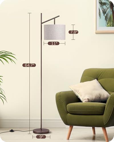 EDISHINE 64.7IN Brown Floor Lamp for Living Room with Remote, Standing Lamp | Foot Pedal Switch, 5CCT, Dimmable, Bulb Included, Adjustable Head, Sturdy Base, Modern for Living Room, Bedroom - color: Brown Linen