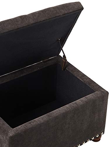 Adeco High End Dark Classy Tufted, Accents Rectangular Storage Bench Footstool, Dim Brown ttomans & Storage Ottomans Royal Olive Grey - color: Royal Olive Grey
