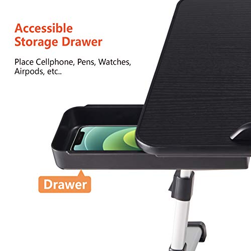 Lap Desk for Laptop,BUILDEC Adjustable Laptop Stand for Desk with Storage Drawer,Foldable Legs Standing Lap Table for Reading, Eating, Working, Writing, Gaming and Drawing in Bed Sofa Couch Floor