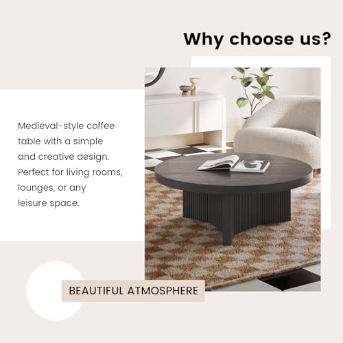 Guyii Grey Round Coffee Table, Modern Tea Table, 31.49" Center Table, Living Room Centerpiece for Home, Apartment & Office, Easy Assembly