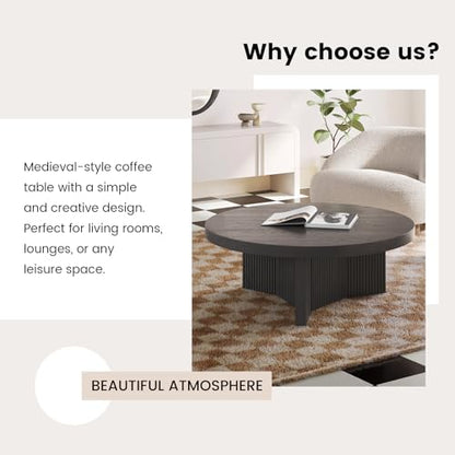 Guyii Grey Round Coffee Table, Modern Tea Table, 31.49" Center Table, Living Room Centerpiece for Home, Apartment & Office, Easy Assembly