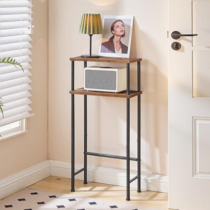HOOBRO Narrow Console Table Set of 2 for Small Space, 15.7" Entryway Table with Storage, Sofa Table with 2 Shelves, Skinny Console Tables for Entryway, Hallway, Rustic Brown and Black BF40XGP201 - color: Rustic Brown + Black