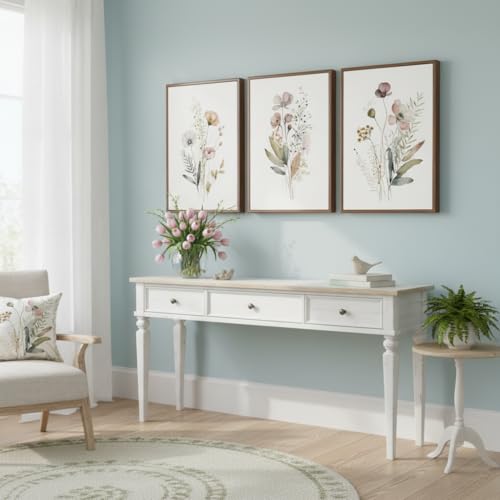 DYLGYWI 3Pcs Watercolor Wildflower Canvas Wall Art Unframed | Modern Minimalist Colorful Botanical Floral Picture Wall Decor Flower Poster Print Artwork for Living Room Bedroom Decor - color: Flower-Poster, size: 16L" x 12W"